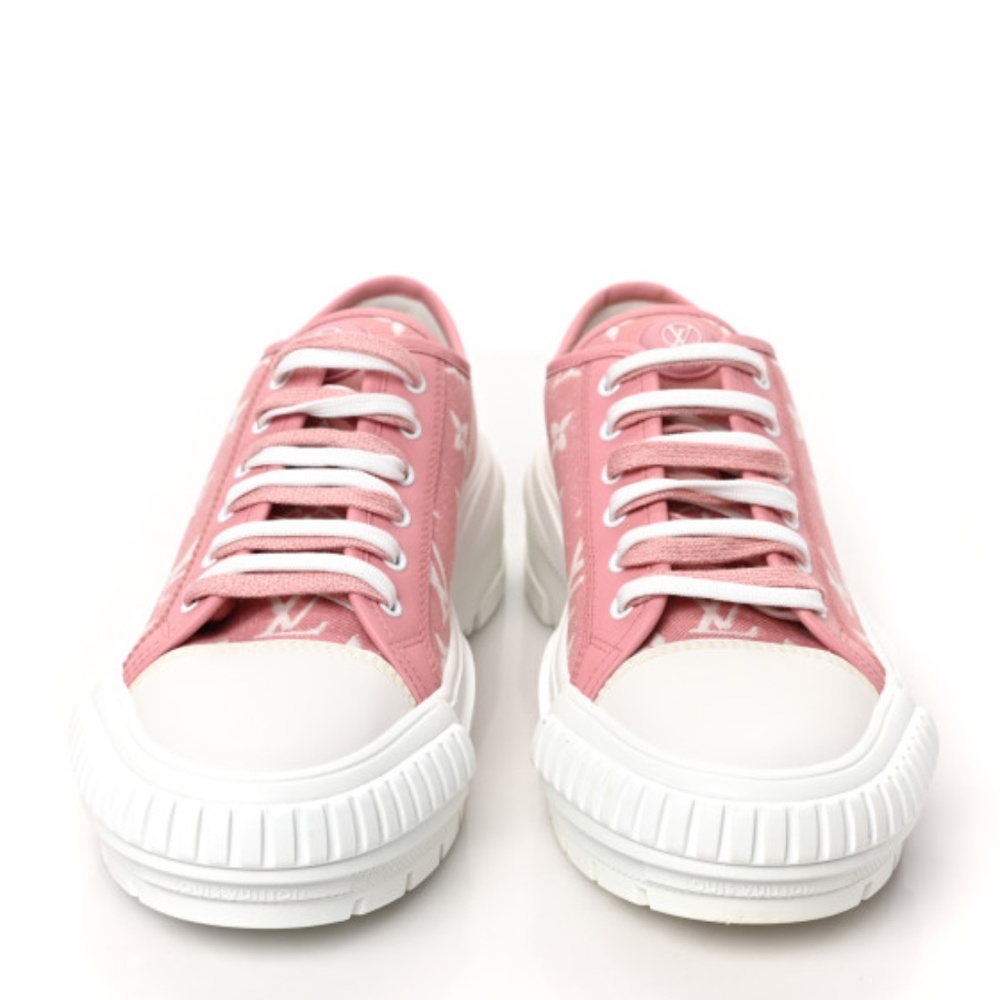 LOUIS VUITTON 
Denim Monogram Squad Sneakers Pink - Picture 14 of 14